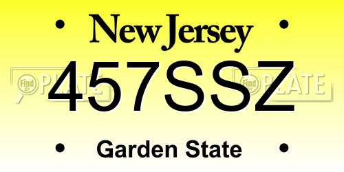 457SSZ New Jersey License Plate