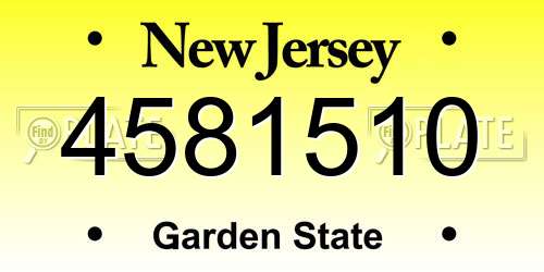 4581510 New Jersey License Plate