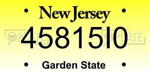 45815I0 New Jersey License Plate