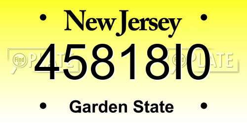 45818I0 New Jersey License Plate