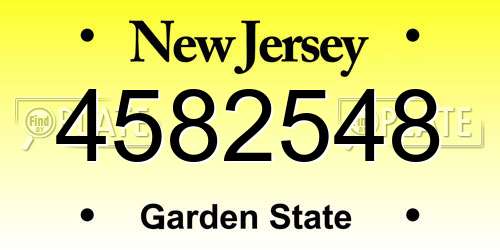 4582548 New Jersey License Plate