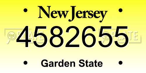 4582655 New Jersey License Plate