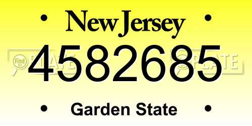 4582685 New Jersey License Plate