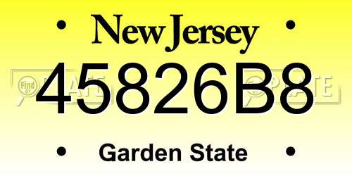 45826B8 New Jersey License Plate