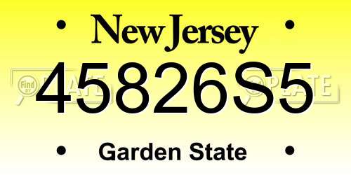 45826S5 New Jersey License Plate