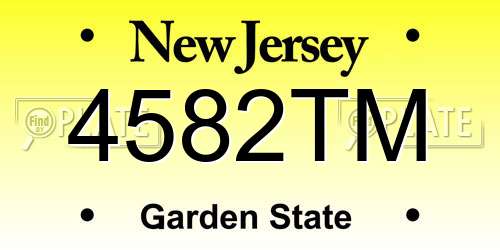 4582TM New Jersey License Plate