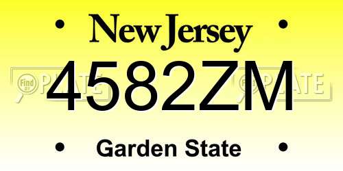 4582ZM New Jersey License Plate