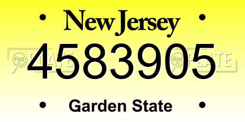 4583905 New Jersey License Plate