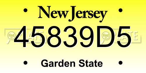 45839D5 New Jersey License Plate