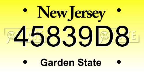 45839D8 New Jersey License Plate