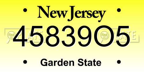 45839O5 New Jersey License Plate