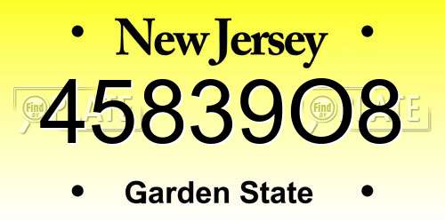 45839O8 New Jersey License Plate