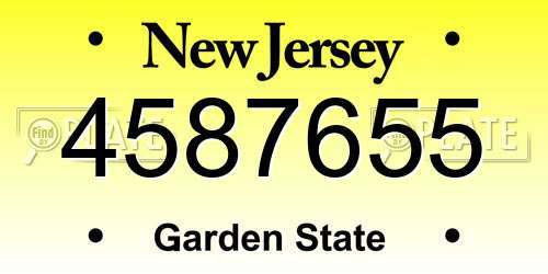 4587655 New Jersey License Plate