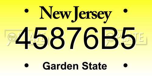 45876B5 New Jersey License Plate