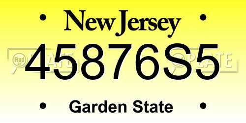 45876S5 New Jersey License Plate