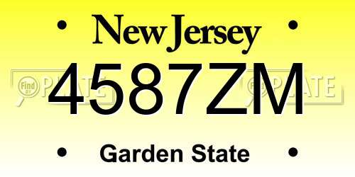 4587ZM New Jersey License Plate