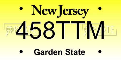 458TTM New Jersey License Plate