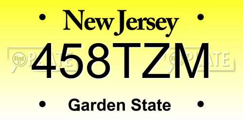 458TZM New Jersey License Plate