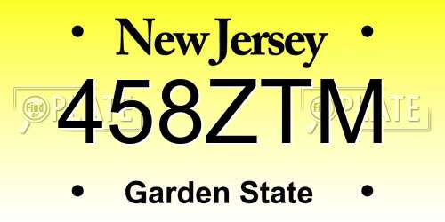 458ZTM New Jersey License Plate
