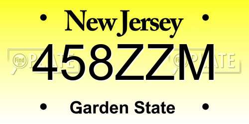 458ZZM New Jersey License Plate