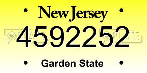 4592252 New Jersey License Plate