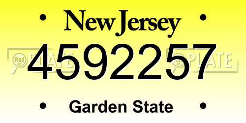 4592257 New Jersey License Plate