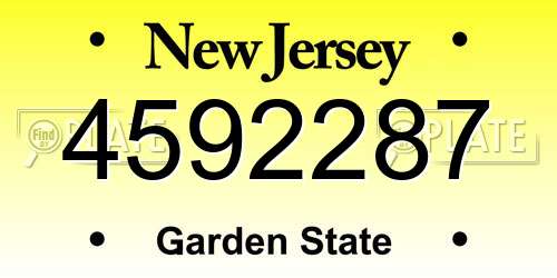 4592287 New Jersey License Plate