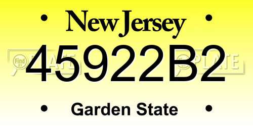 45922B2 New Jersey License Plate
