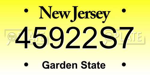 45922S7 New Jersey License Plate