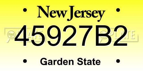 45927B2 New Jersey License Plate