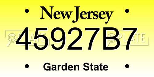 45927B7 New Jersey License Plate
