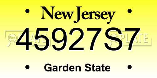 45927S7 New Jersey License Plate