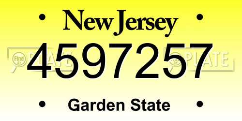 4597257 New Jersey License Plate