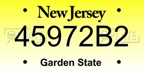 45972B2 New Jersey License Plate