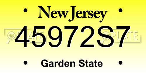 45972S7 New Jersey License Plate