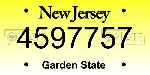 4597757 New Jersey License Plate