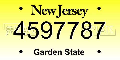 4597787 New Jersey License Plate