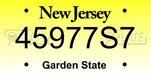45977S7 New Jersey License Plate