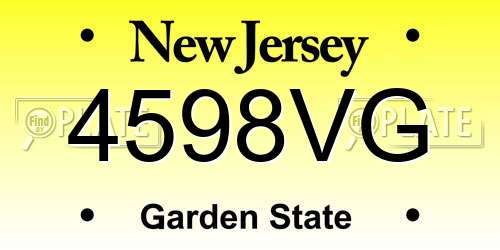 4598VG New Jersey License Plate