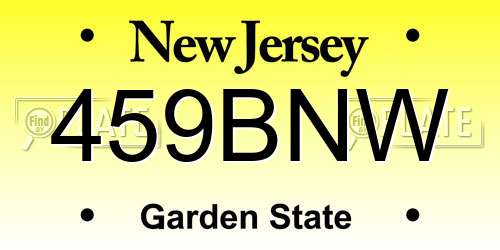 459BNW New Jersey License Plate