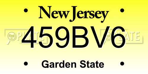 459BV6 New Jersey License Plate