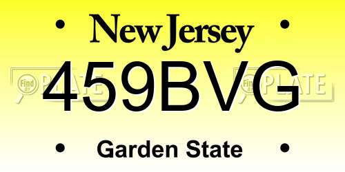 459BVG New Jersey License Plate