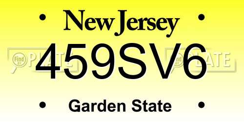 459SV6 New Jersey License Plate