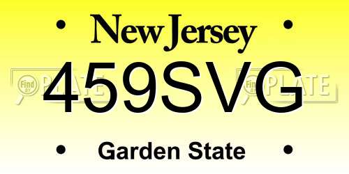 459SVG New Jersey License Plate