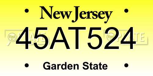 45AT524 New Jersey License Plate