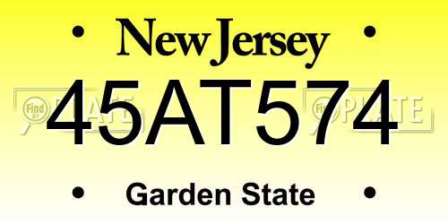 45AT574 New Jersey License Plate