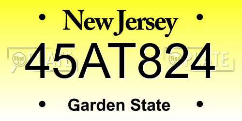 45AT824 New Jersey License Plate