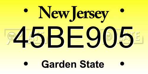 45BE905 New Jersey License Plate