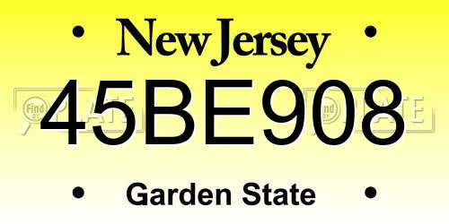 45BE908 New Jersey License Plate