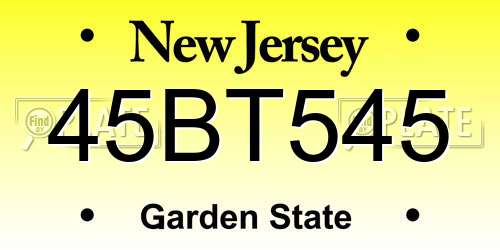 45BT545 New Jersey License Plate